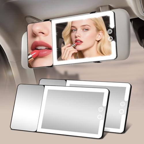 2pcs Car Sun Visor Vanity Mirror with Lights & 20X Magnification - color: 2pcs-Black