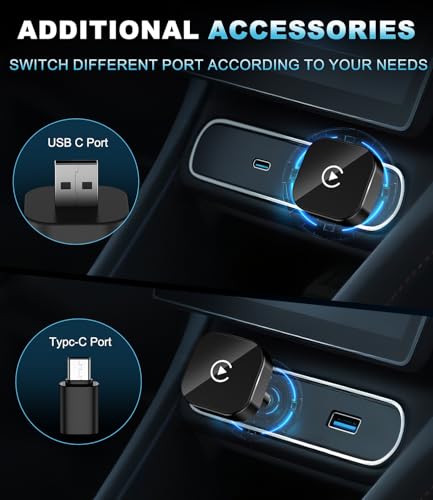 Wireless CarPlay Adapter for Apple iPhone, Converts Factory Wired CarPlay to Wireless, USB-C CarPlay Dongle with Plug & Play Auto-Reconnect, for Cars with Wired CarPlay, iOS 10+
