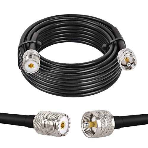 MOOKEERF 18FT RG58 PL-259 UHF Male to Female Low Loss Coax Cable for CB Radio, HAM Radio, Marine VHF, SWR Meter, Surge Protector, Walkie Talkies - size: 18FT