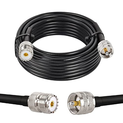 MOOKEERF 18FT RG58 PL-259 UHF Male to Female Low Loss Coax Cable for CB Radio, HAM Radio, Marine VHF, SWR Meter, Surge Protector, Walkie Talkies - size: 18FT
