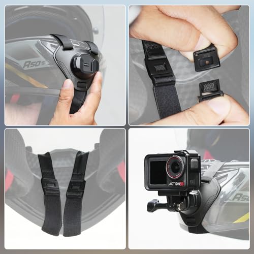 Slide-in Motorcycle Helmet Chin Strap Mount, Quick-Release Motorcycle Helmet Mount Compatible with Go Pro13/12/11/10/9, DJI Action 6/5 Pro/4, DJI Nano, Insta360 ONE R,AKASO/Campark/YI and More - style: Slide-in Motorcycle Helmet Chin Strap Mount