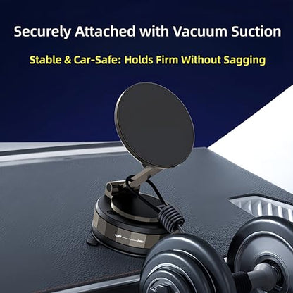 Car Phone Holder for Magsafe [98LBS Suction & 2400gf Magnetic] 360° Rotatable Adjustable Car Phone Mount with Vacuum Suction Cup, Car Phone Holders for Your Car for iPhone Series & Android - color: D. T30-Black Base