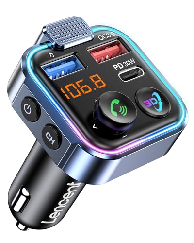 LENCENT Bluetooth 5.3 FM Transmitter, Wireless Radio Adapter Car Kit - size: Colorful-48W