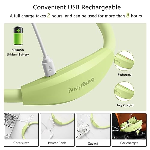 Neck Book Light LED Reading Lamp USB-C Rechargeable, Hands Free, 4 LED Bulbs, 4 Adjustable Brightness, for Reading in Bed or Reading in Car (Green) - color: Green