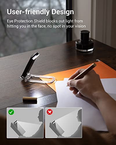 DEWENWILS Book Reading Light with Cilp, LED Clip on Book Light for Reading in Bed, USB Rechargeable Eye Care Book Lamp for Kids, Bookworms,2 Brightness Levels (Black) - color: Black