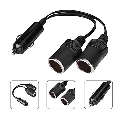 Dual Cigarette Lighter Adapter, Dual Socket for Multiple Devices Car Charger with 9.4 Inch Cable for Drivers Travelers Using Phones GPS and Dash Cams