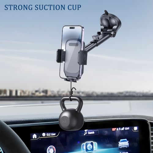 Car Phone Mount, Super Suction Dash Vehicle Dashboard Windshield Window Cellphone Holder, 360° Rotating Automotive Smartphones Cradle Accessories, Universal for SUV, Sedan, Truck (Gray) - color: Gray