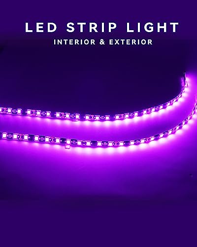 Keiurot 12V Led Light Strip Pink for Cars, 24Inch Connectable,4Pack - color: Pink Led Strip 24" Connectable