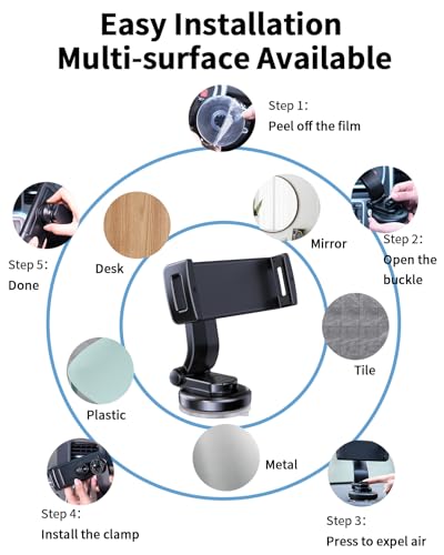 Car Phone Mount for Samsung Galaxy Z Fold 8 Ultra 8 7 6 5 4 3 2, Folding Phone/Tablet Suction Cup Holder for Dashboard Fit for iPad mini Pro Air Pixel Fold and More 4-12.9" Device Accessories - style: Dashboard