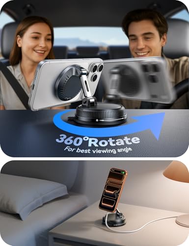 JOYROOM for iPhone 15W Magsafe Car Charger with Vacuum & Gel Strong Suction - color: Orange