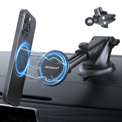 PROfezzion Car Windshield Magnetic Phone Mount Holder for MagSafe iPhones - style: Car Dash, Windshield or Vent