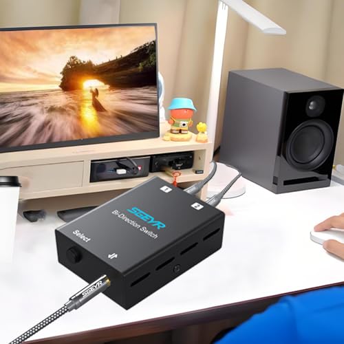 Audio Switch 3.5mm Bi-Direction Switch, Stereo Audio Switcher 2 in 1/1 in 2 Out, Audio Switch Selector for Phone Speakers Headhphone (Black)