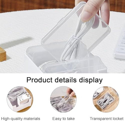 11 Case Cable Storage Box with Cable Straps and Label Stickers, Cord Organizer for Charging Cables, USB Wires, Earphones – Travel Cable Holder for Desk Drawer Organization (11 Cases + 11 Cable Straps)
