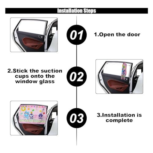 GLSOWEE Car Window Shade for Baby, Blackout Car Window Curtain, Animals - color: Pink-Animals