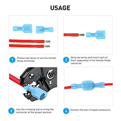 Nilight 160PCS Male Female Nylon Fully Insulated Crimp Electrical Terminals - color: 160PCS Crimp Terminals Connectors