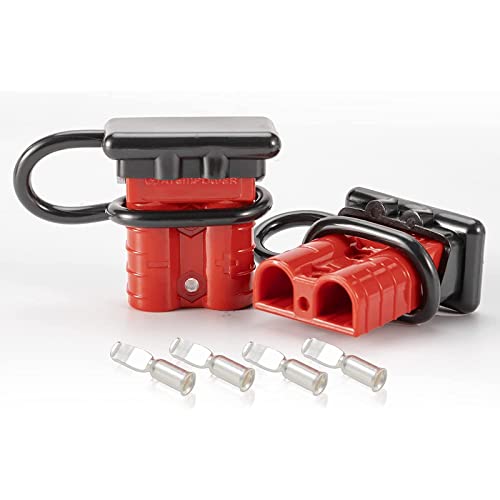 BUNKER INDUST 6-10 Gauge 50A Battery Quick Connect/Disconnect Wire Harness Plug Kit Battery Cable Quick Connect Disconnect Plug for Recovery Winch Trailer Auto Car Motorcycle Electrical Devices,2 Pcs - color: red, size: 50A (2 Pack)