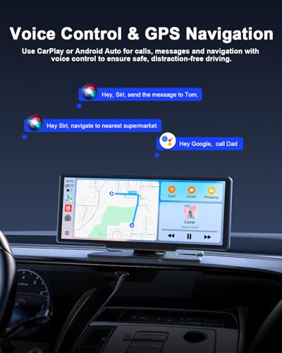 Avylet 8.1'' Wireless Apple Carplay Screen for Car, Android Auto with Backup Camera, Portable Car Stereo Touchscreen with OTA/GPS Navigation/Mirror Link/Voice Control/Bluetooth/AUX/FM/WiFi | with Backup Camera, Portable Car Stereo Touchscreen with OTA/GPS