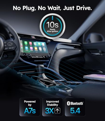 Wigoo 2026 Upgraded Wireless CarPlay Adapter [Plug & Play, 10s Auto Connect] Converts Wired to Wireless CarPlay, No Latency, for Cars from 2015+, for iPhone iOS 10+, Not for Tesla & Android, Pink - color: Pink