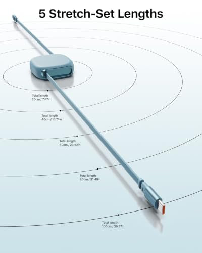 240W Retractable USB C Cable with Mag Sanp Slot,3.3ft,Ocean Blue - color: Ocean Blue, size: 3.3ft-1Pack
