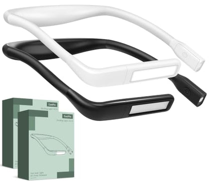 Neck Reading Light with Storage Case, 3 Colors Dimmable Book Light - color: Black + White