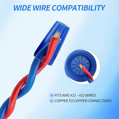 30PCS Waterproof Wire Nuts, Blue Waterproof Landscape Wire Connectors 22AWG-12AWG, Outdoor Sealed Cable Nuts and Terminal Connectors for Outdoor and Moisture-Prone Environments - size: 30pcs