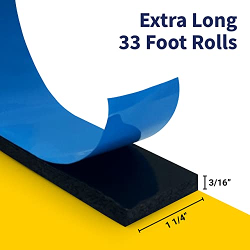 Double Sided Self Adhesive Camper Mount Foam Tape 3/16in x 1 1/4in x 33ft for Truck Shells, RVs, Cars. Helps Stop Vibrations, Scratches and Squeaks. Seal Around Air Conditioners, Doors and Windows - size: 2 Pack