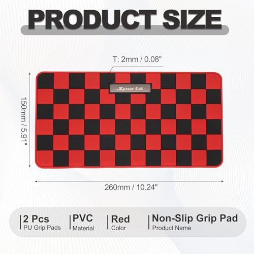 2 Pcs Car Dashboard Anti-Slip Mat, 10.2" x 5.9" Phone Grip Pad Non-Slip PVC Mat Anti-Skid Holder for Phone Keys Sunglasses Electronic Devices, Black-Red - color: Black-Red