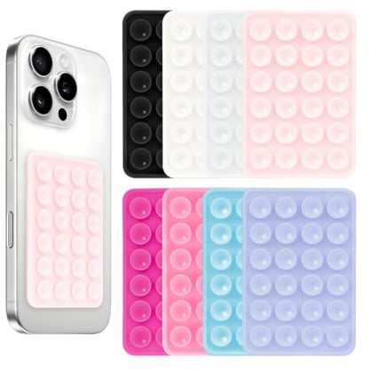 Giumel 8PCS Silicone Suction Phone Case Mount, Non Slip Suction Cup, Hands-Free Phone Accessories Holder for Selfies and Videos, Silicone Adhesive Stand Sticky for Cell Phone - color: Combination a