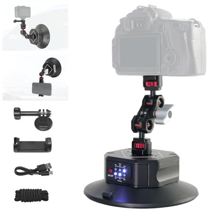 6in Electric Camera Suction Cup Mount Kit with Ball Head Magic Arm, CNC Machined Automatic Air Pump Vacuum Cup, Quick Release Car Mount Compatible with DJI OSMO Pocket 3 Insta360 iPhone - style: 6in / Electric