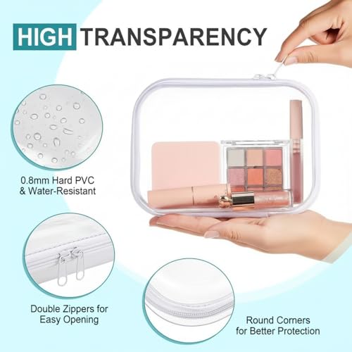Sanwuta 6 Clear Hard Zipper Case, White, 7.09 x 5.12 x 2 Inch - color: White, size: 7.09 x 5.12 x 2 Inch