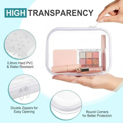 Sanwuta 6 Clear Hard Zipper Case, White, 7.09 x 5.12 x 2 Inch - color: White, size: 7.09 x 5.12 x 2 Inch