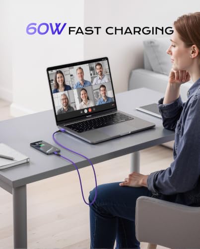 USB to USB C Cable Fast Charging [2 Pack 3FT], USB A to USB C Cable for Car - color: Purple, size: 3FT, style: USB A to USB C
