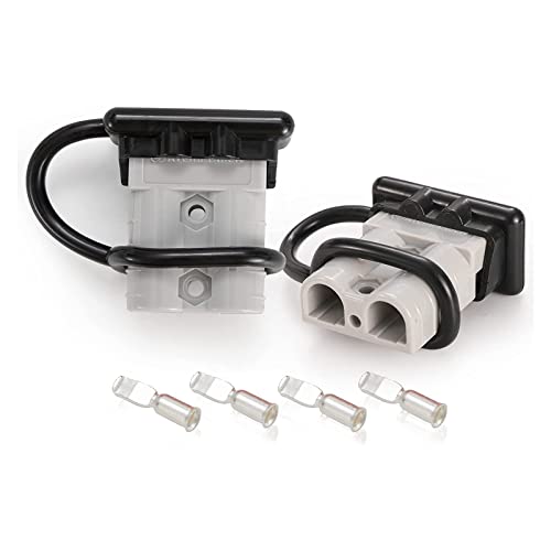 BUNKER INDUST 6-10 Gauge 50A Battery Quick Connect Wire Harness Plug Kit Battery Cable Quick Connect Disconnect Plug for Winch Auto Car Trailer Driver Electrical Devices,2 Pcs,Grey - color: grey, size: 50A (2 Pack)