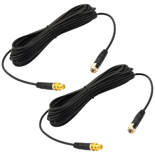 WiFi Antenna Extension Cable 2PCS Extra Long 6.5ft/2M RP-SMA Male to RP-SMA Female – Upgraded Heavy-Duty Molded Connectors - RG174 Cable Bulkhead Mount for PC WiFi Router Security IP Camera - size: 6.56 feet / 2m