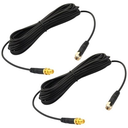 WiFi Antenna Extension Cable 2PCS Extra Long 6.5ft/2M RP-SMA Male to RP-SMA Female – Upgraded Heavy-Duty Molded Connectors - RG174 Cable Bulkhead Mount for PC WiFi Router Security IP Camera - size: 6.56 feet / 2m