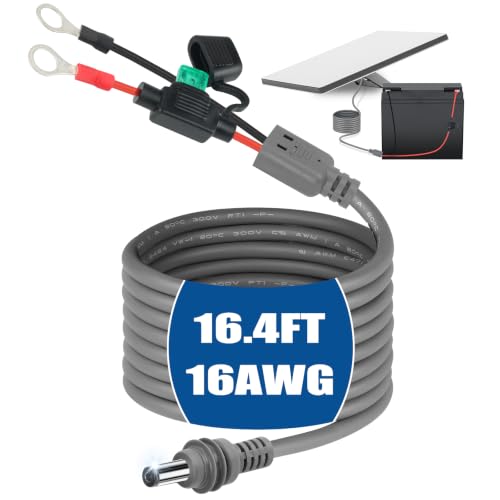 16.4 FT 16AWG Starlink Mini Direct Battery Power Cable [No Boost Converter Needed] Waterproof Starlink Mini Power Cable with 15A Fuse, Starlink Car Adapter – Direct to Car, RV, or Marine Battery - size: 5M