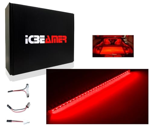 ICBEAMER 12" Red 18 SMDs 2835 LED Strip Light Universal Fit Car Trunk Cargo Area or Interior Illumination - color: Red