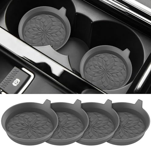 ME.FAN Car Cup Coasters [4 Pack] Silicone Cars Coasters - Universal Non-Slip Recessed Interior Accessories - Cup Holder Inserts Deep Grey - color: 4pack-deep Grey