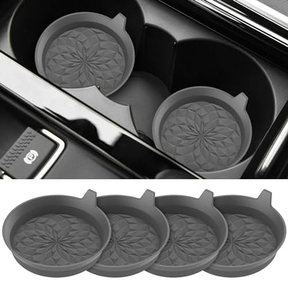 ME.FAN Car Cup Coasters [4 Pack] Silicone Cars Coasters - Universal Non-Slip Recessed Interior Accessories - Cup Holder Inserts Deep Grey - color: 4pack-deep Grey