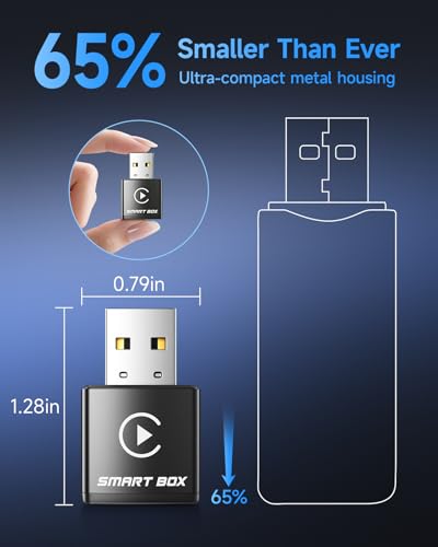 Ultra-Compact Wireless CarPlay Adapter – 65% Smaller Metal Housing, 2-in-1 for iPhone & Android, WiFi 6 & BT 5.4, Zero Latency, Plug & Play, Fits 800+ Cars (2015+) (Silver)