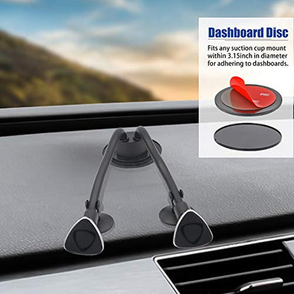 Dual Magnetic Car Phone Mount, Gooseneck Car Phone Holder for Truck Windshield & Dashboard with 3M/Stabilizer, Dual Long Arm Phone Mount Compatible with iPhone Galaxy All Smart Cell Phones