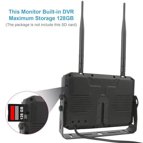 DALLUX Digital Wireless Backup Camera,7 inch DVR Monitor for Heavy Vehicle/5th Wheel Pickup/Truck/Trailer/Bus/Van/RV Camper/Agriculture with 1080P Stable Signal IP69K Reverse Rearview/Front Camera