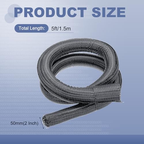 MECCANIXITY Split Sleeve Wire Loom 2" 5Ft Grey Self Wrapping Braided Sleeve UL94-V2 Fireproof PET Sleeving for Automotive, Home Cable Management - color: Grey, size: 2" x 5Ft