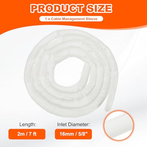 MECCANIXITY Braided Wire Loom, 7ft(2 m) - 5/8"(16mm) Wire Split Braided Cable Management Sleeve Automotive Woven Mesh Split Loom Tubing for Multi-Cable Management, White - color: White, size: 7ft(2 m) - 5/8"(16mm)