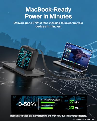 Belkin Marvel Spider-Man 67W USB C Retractable Charger Block Fast Charging - color: Spider Man, style: 67W