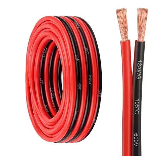 12 Gauge Wire - 12 AWG 2 Conductors Copper Wire Battery Cable Oxygen Free Copper Wire for Solar Panel, Automotive, Trailer, RV and Speaker (12 Gauge 20FT) - size: 20 FT, style: 12 AWG