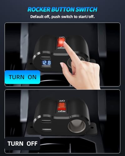 120W Dual USB Outlet Cigarette Lighter Socket Splitter LED Voltmeter - color: Black, size: 1P