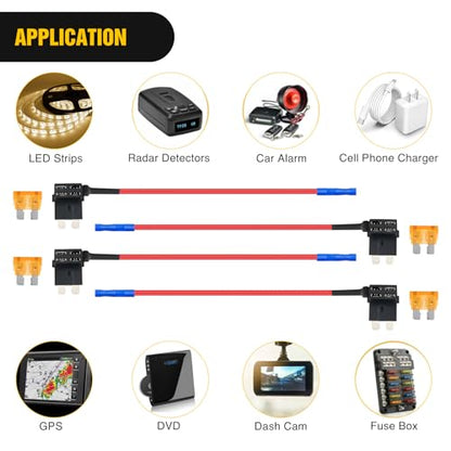 Nilight 10 Pack 12V Add-a-Circuit Standard ATO/ATC Fuse Tap Adapters 5A - color: Multicolor
