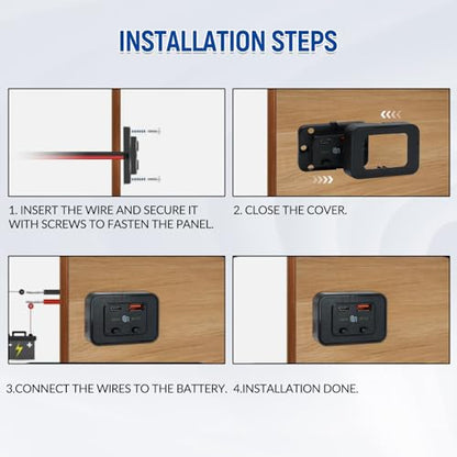 48W 12V 24V RV USB Outlet with Independent Dual Switch,30W PD QC3.0 Panel
