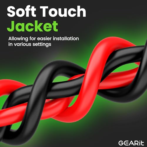 GEARit 16 Gauge Wire (200ft - Black/Red) GPT Automotive Primary Bonded Wire -2 Conductor CCA - for Car Audio, Speaker, Trailer Harness, Electrical - 200 Feet Total 16ga awg - size: 200 Feet